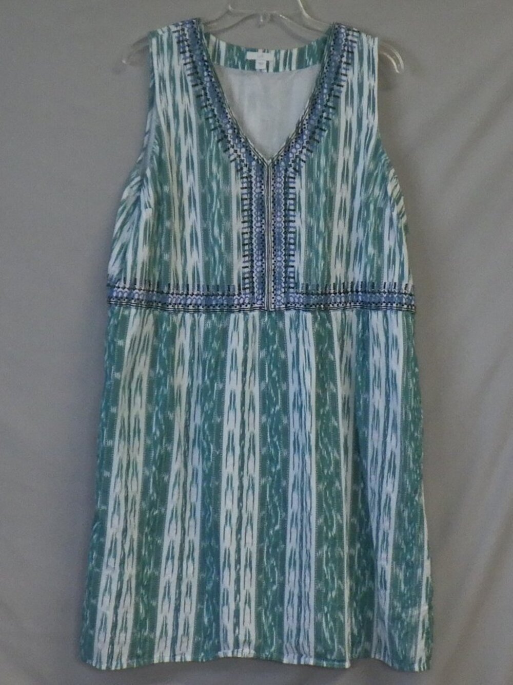 j. Jill Dark Spearmint Embroidered Ikat Dress